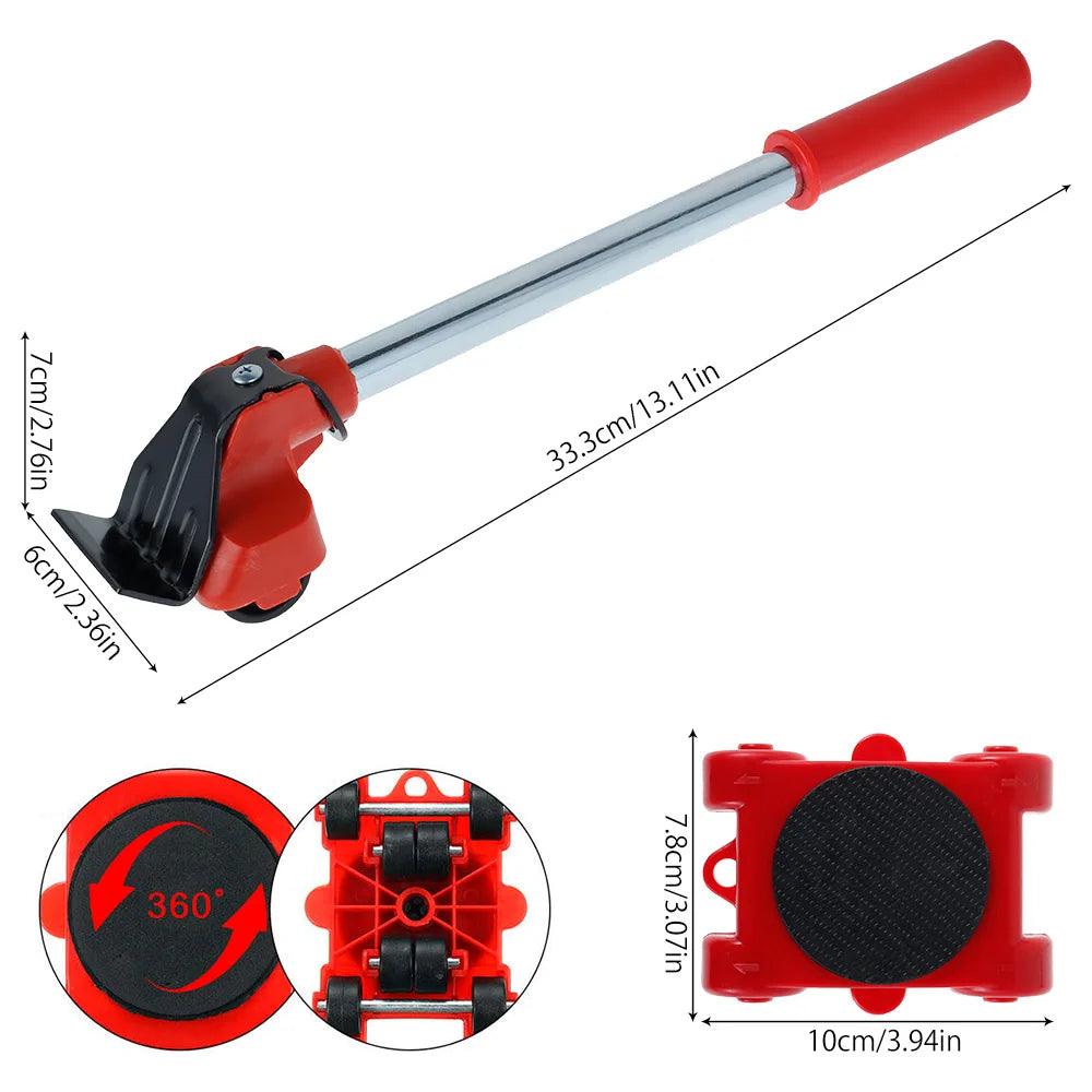 Heavy Duty Furniture Lift Mobile Tool Kit with 4 Wheels 330 lbs 360° Swivel Furniture Mobile Trolley for Appliance Sofa Handling