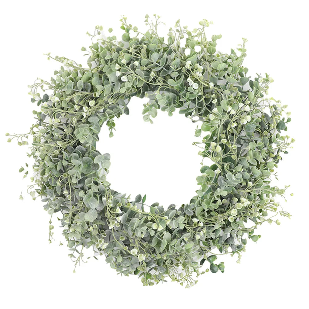 Faux Wreath for Front Door House Decor Green Leaf Garland