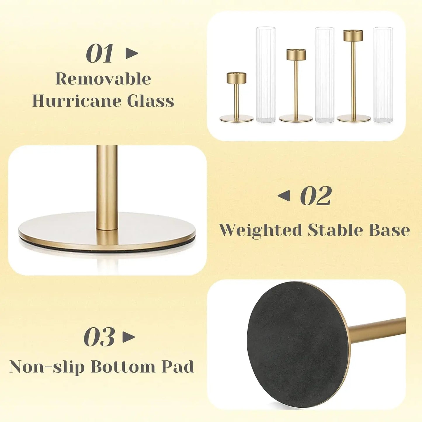Set of 6 Tall Hurricane Candle Holders with Glass for Decor, Centerpiece