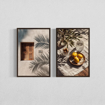 2pcs/set Neutral Olive Tree Shadow Vase Canvas Print Poster Botanical Landscape Art Print Home Decor