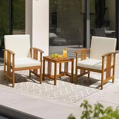 Rocking Chairs Design Heavy Duty 400lbs Capacity Wood Patio Bistro Set 3 Piece Outdoor