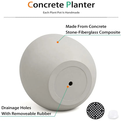 Large Gray Tall Cement Plant Pots for Outdoor Indoor Trees Flowers, 20 Inch Durable Concrete Planter