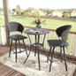 Grey Metal Patio Bar Set with 28 Table and 2 Swivel Wicker Stools