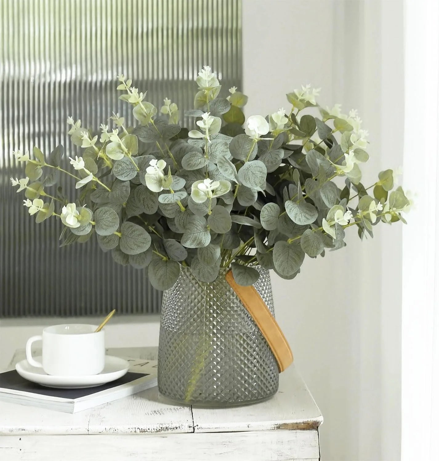 5/10/20Pcs Artificial Eucalyptus Leaf Stems Green Plants For Decoration