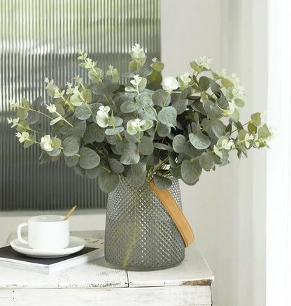 5/10/20Pcs Artificial Eucalyptus Leaf Stems Green Plants For Decoration
