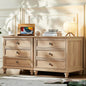 Farmhouse Nightstand Set of 2 with Charging Station, 24" Wide End Table with 3 Drawers, Bed Side
