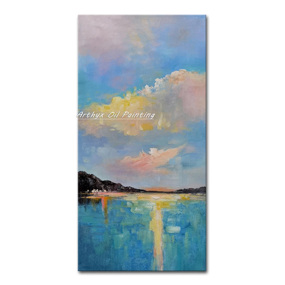 Hand-Painted Abstract Seascape Oil Paintings On Canvas, Modern Texture Art Poster, Large Wall Picture, Home Decor