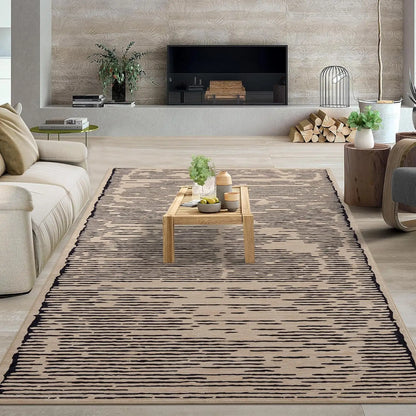 Rugs for Living Room Washable Modern Stripe Carpet Non Slip Soft Rug, Low Pile Area Rug