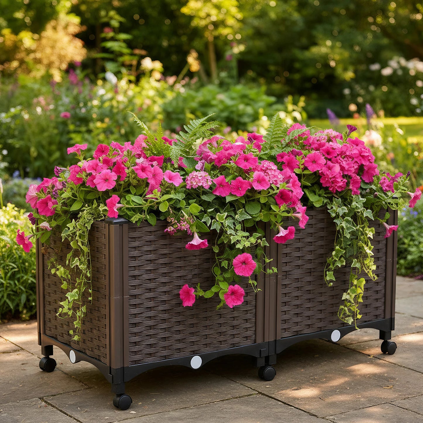 Elevated Garden Box with Drainage Plug Outdoor Raised Garden Bed for Vegetables or Flowers