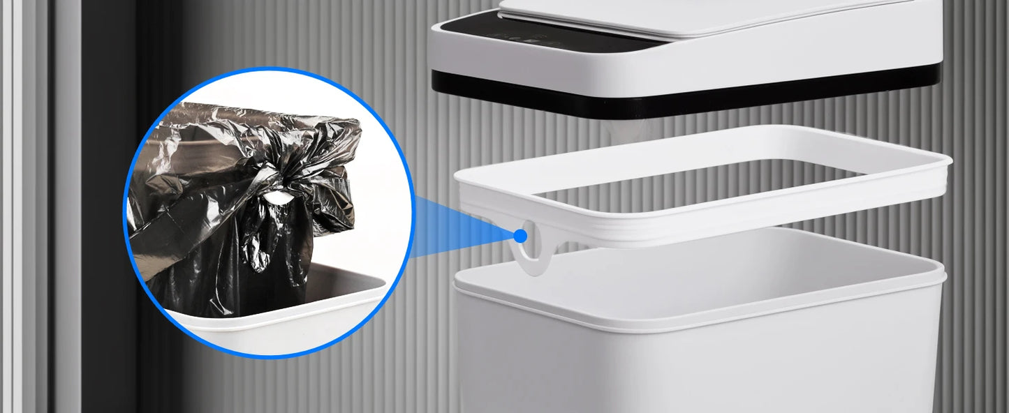 2 Pack 12L Bathroom Automatic Trash Cans, Touchless Motion Sensor Slim with Lid for Bathroom Bedroom Living Room Office White