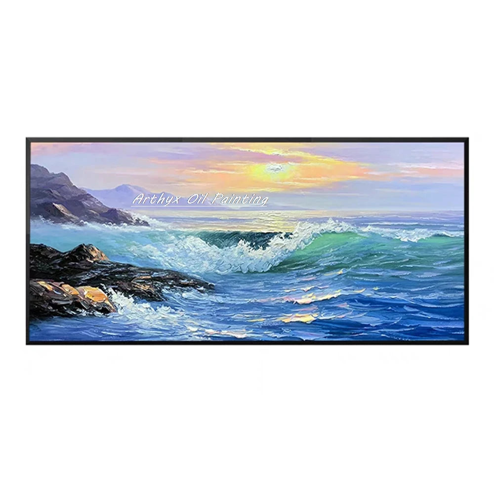 Hand-Painted Abstract Seascape Oil Paintings On Canvas, Modern Texture Art Poster, Large Wall Picture, Home Decor