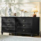 Farmhouse Nightstand Set of 2 with Charging Station, 24" Wide End Table with 3 Drawers, Bed Side