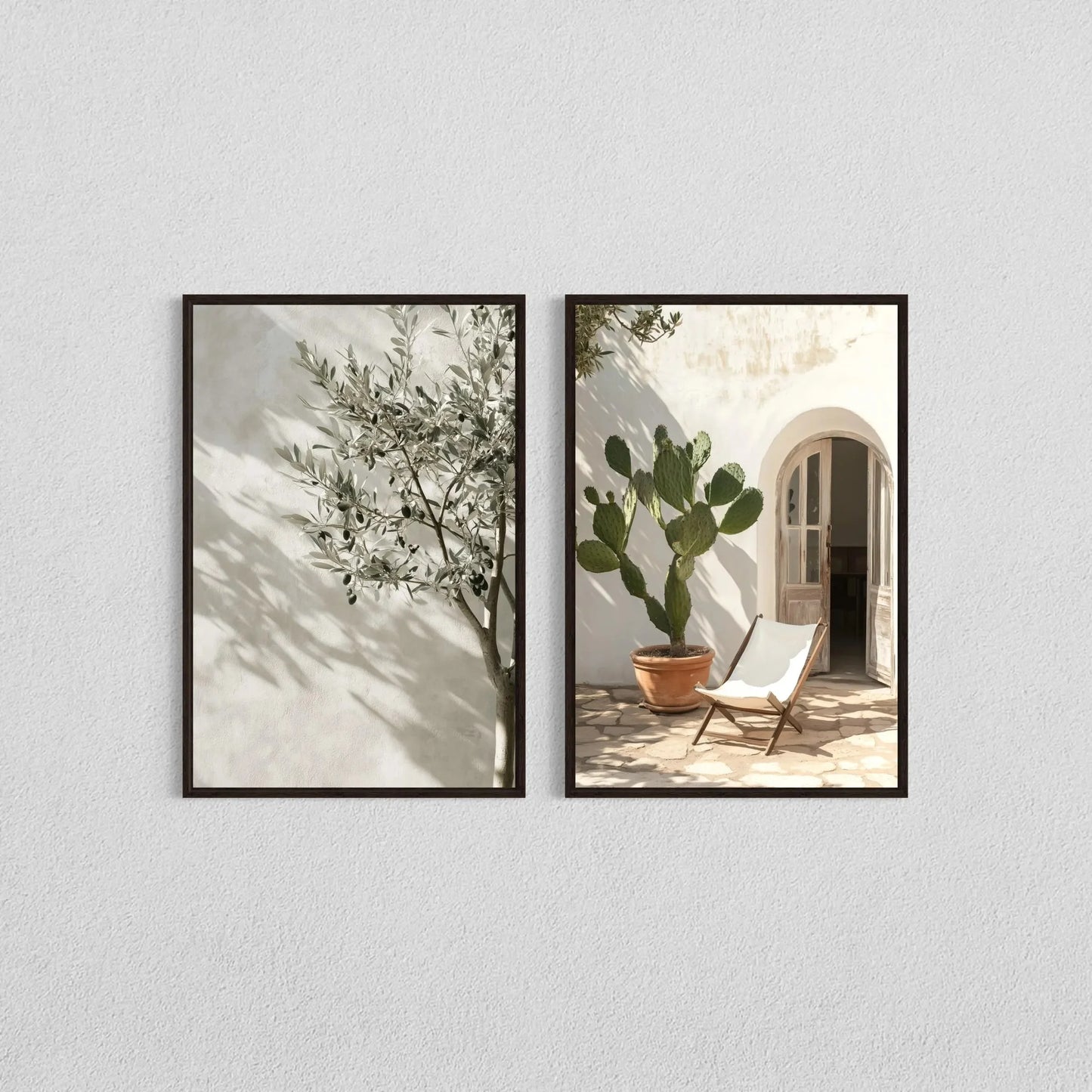 2pcs/set Neutral Olive Tree Shadow Vase Canvas Print Poster Botanical Landscape Art Print Home Decor