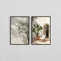 2pcs/set Neutral Olive Tree Shadow Vase Canvas Print Poster Botanical Landscape Art Print Home Decor