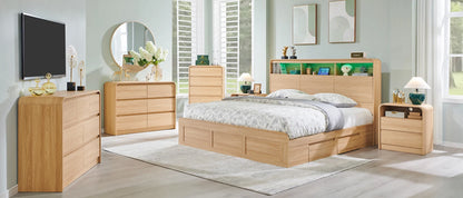 25" Tall Modern Nightstand Set of 2, 23.6'' Wide Wood Bedside Table w/2 Storage Drawers, Charging Station