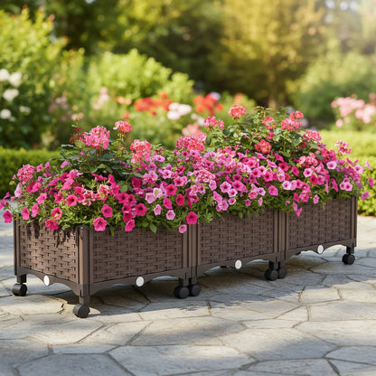 Elevated Garden Box with Drainage Plug Outdoor Raised Garden Bed for Vegetables or Flowers