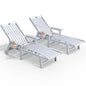 Patio Chaise Lounge Chair Set of 2, Oversized Lounge Chair Outdoor with 5 Positions, HDPE, Patio Lounge Chair