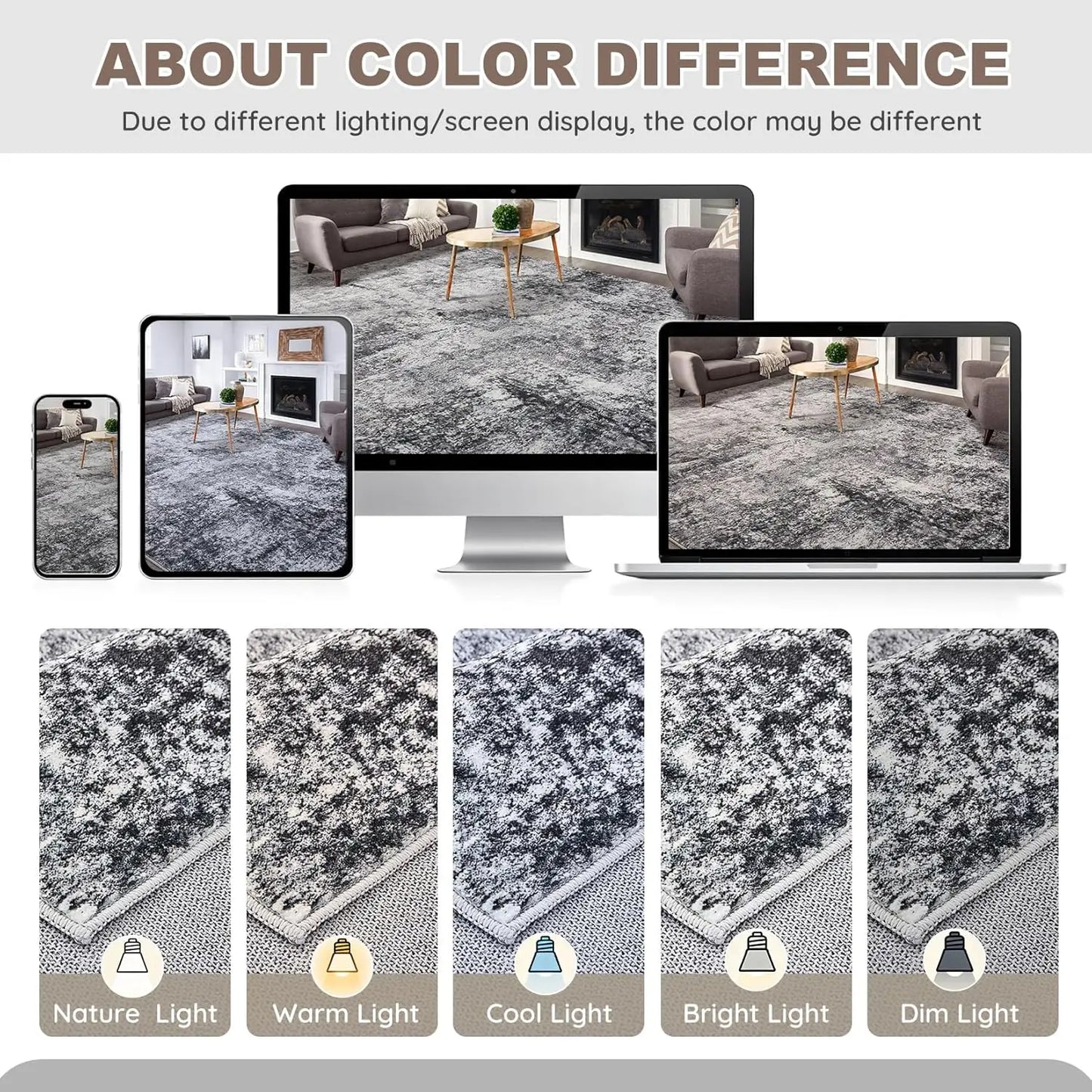 9x12 Soft Modern Abstract Area Rug - Low Pile Washable, Grey