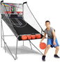Foldable Dual Shot Basketball Game w/Electronic Scoring, 8 Game Modes, 4 Balls, Indoor Outdoor