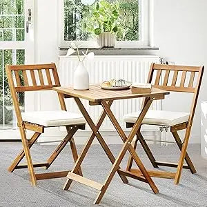 Rocking Chairs Design Heavy Duty 400lbs Capacity Wood Patio Bistro Set 3 Piece Outdoor