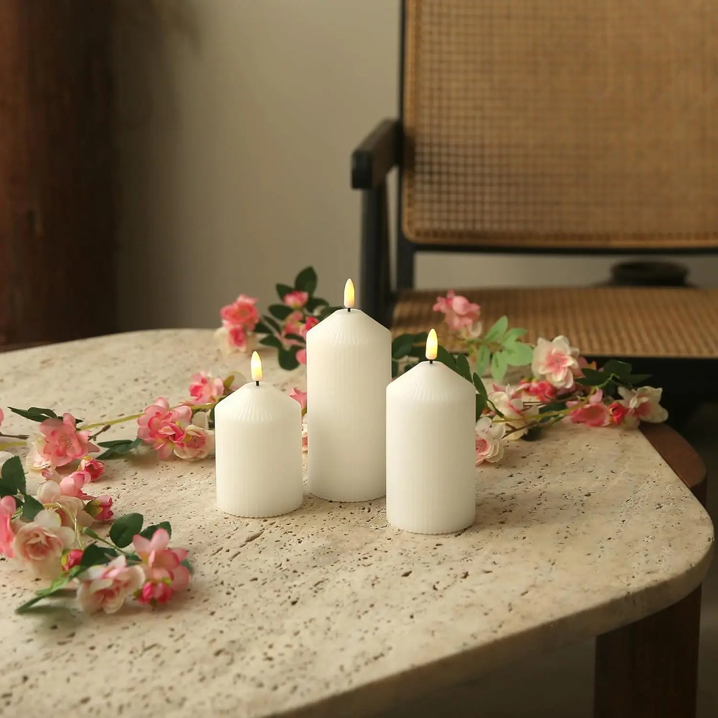 3-Pack Flameless LED Candles with Remote & Timer, Real Wax Flickering Pillar Candles for Home Decor
