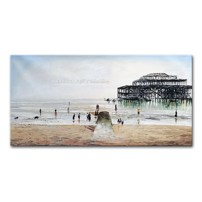 Arthyx, Hand Painted Abstract Seascape Oil Paintings On Canvas, Modern Texture Art Poster, Large Wall Picture, Home Decor