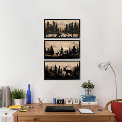 Bear Moose Deer Wall Art Rustic Home Decor Woodland Farmhouse