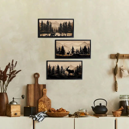 Bear Moose Deer Wall Art Rustic Home Decor Woodland Farmhouse
