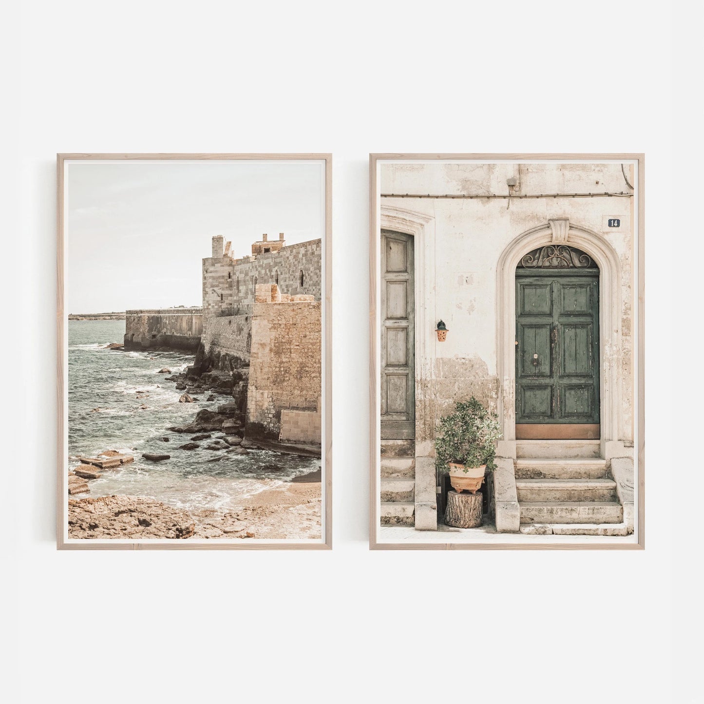 2pcs/set Neutral Olive Tree Shadow Vase Canvas Print Poster Botanical Landscape Art Print Home Decor
