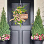 Spring Wreath for Front Door, 16.9 Inch Welcome Sign Front Door Wreath, Indoor Outdoor Green Eucalyptus Daisy Welcome