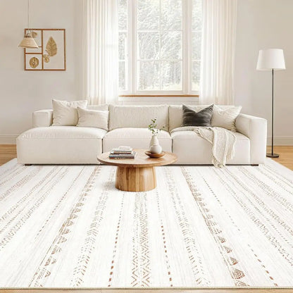 9x12 Boho Chic Area Rug - Large Neutral Modern, Soft Farmhouse Style, Stain Resistant, Non-Slip