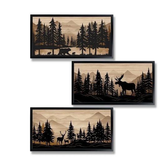 Bear Moose Deer Wall Art Rustic Home Decor Woodland Farmhouse