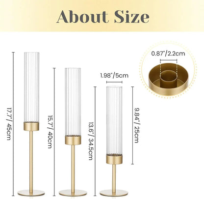 Set of 6 Tall Hurricane Candle Holders with Glass for Decor,  Centerpiece