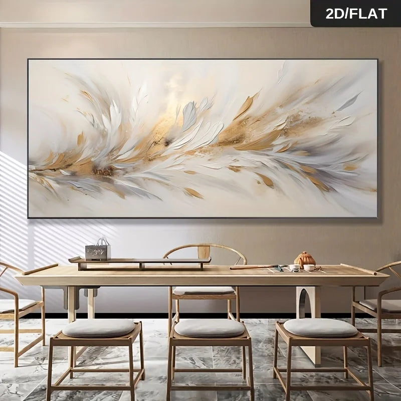 Extra Large Modern Abstract Feather Canvas Painting, Frameless Elegant Home Decorations