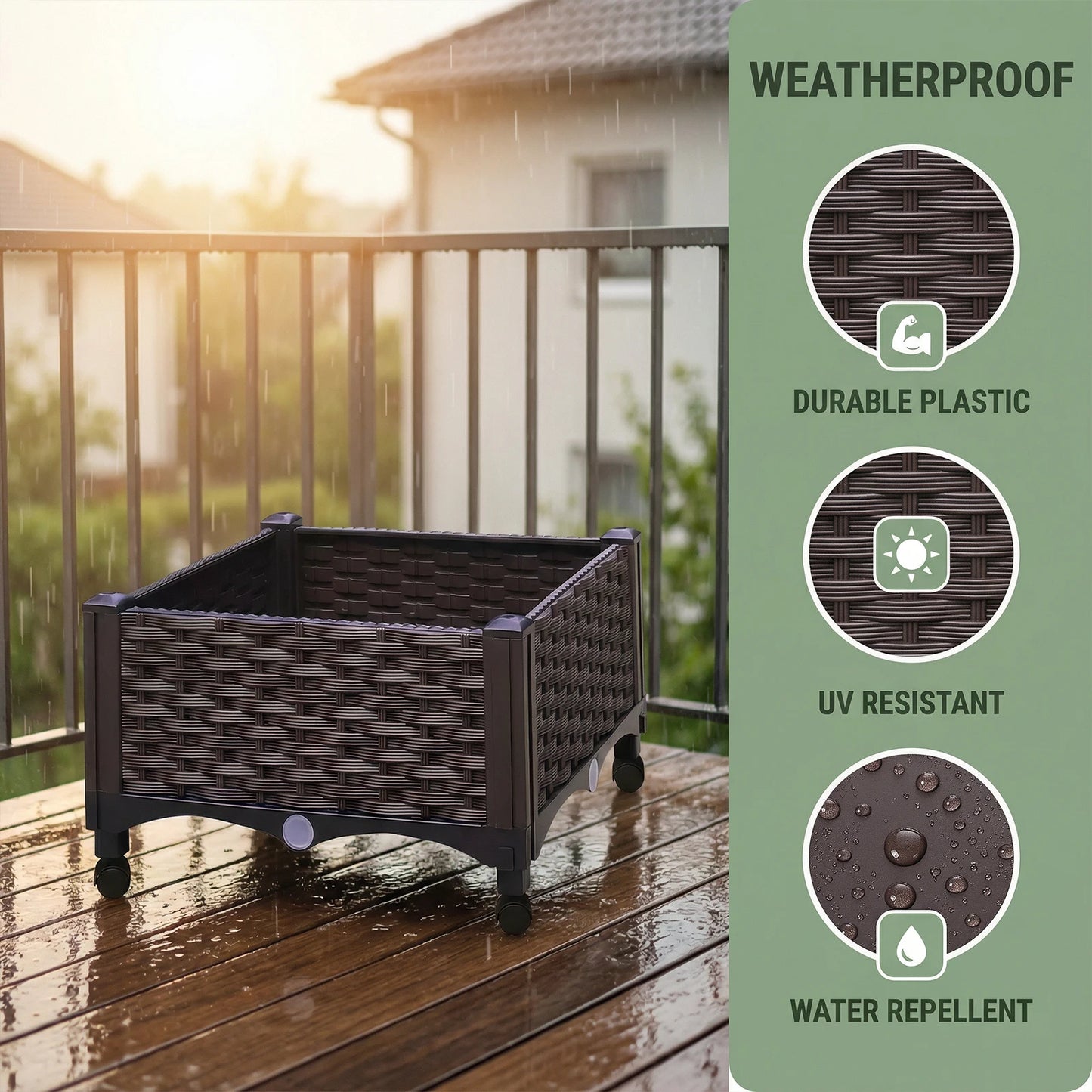 Elevated Garden Box with Drainage Plug Outdoor Raised Garden Bed for Vegetables or Flowers