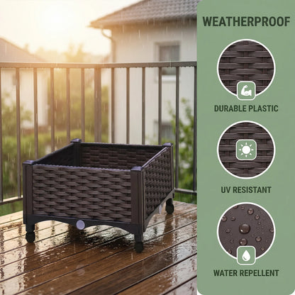 Elevated Garden Box with Drainage Plug Outdoor Raised Garden Bed for Vegetables or Flowers
