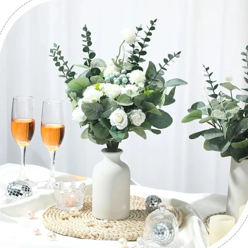 5/10/20Pcs Artificial Eucalyptus Leaf Stems Green Plants For Decoration