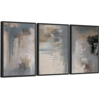 Canvas Wall Art - Grey Abstract Picture, Rustic Wall Decor, Black Floated Paintings, Retro Prints