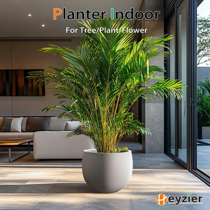 Large Gray Tall Cement Plant Pots for Outdoor Indoor Trees Flowers, 20 Inch Durable Concrete Planter