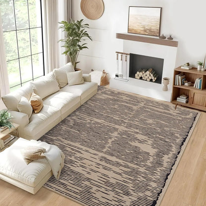Rugs for Living Room Washable Modern Stripe Carpet Non Slip Soft Rug, Low Pile Area Rug