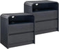 25" Tall Modern Nightstand Set of 2, 23.6'' Wide Wood Bedside Table w/2 Storage Drawers, Charging Station