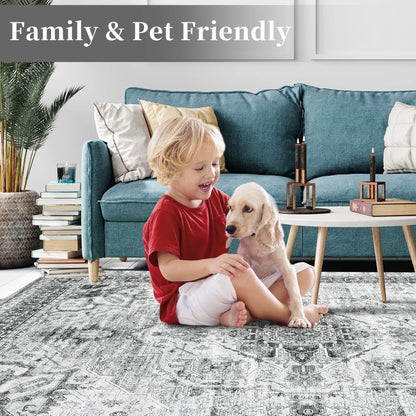 2x6 Washable Hallway Runner Rug Vintage Rug Non Slip Bottom Room Rug, Floor Carpet for Enterway, Laundry Room, Low Profile Rug