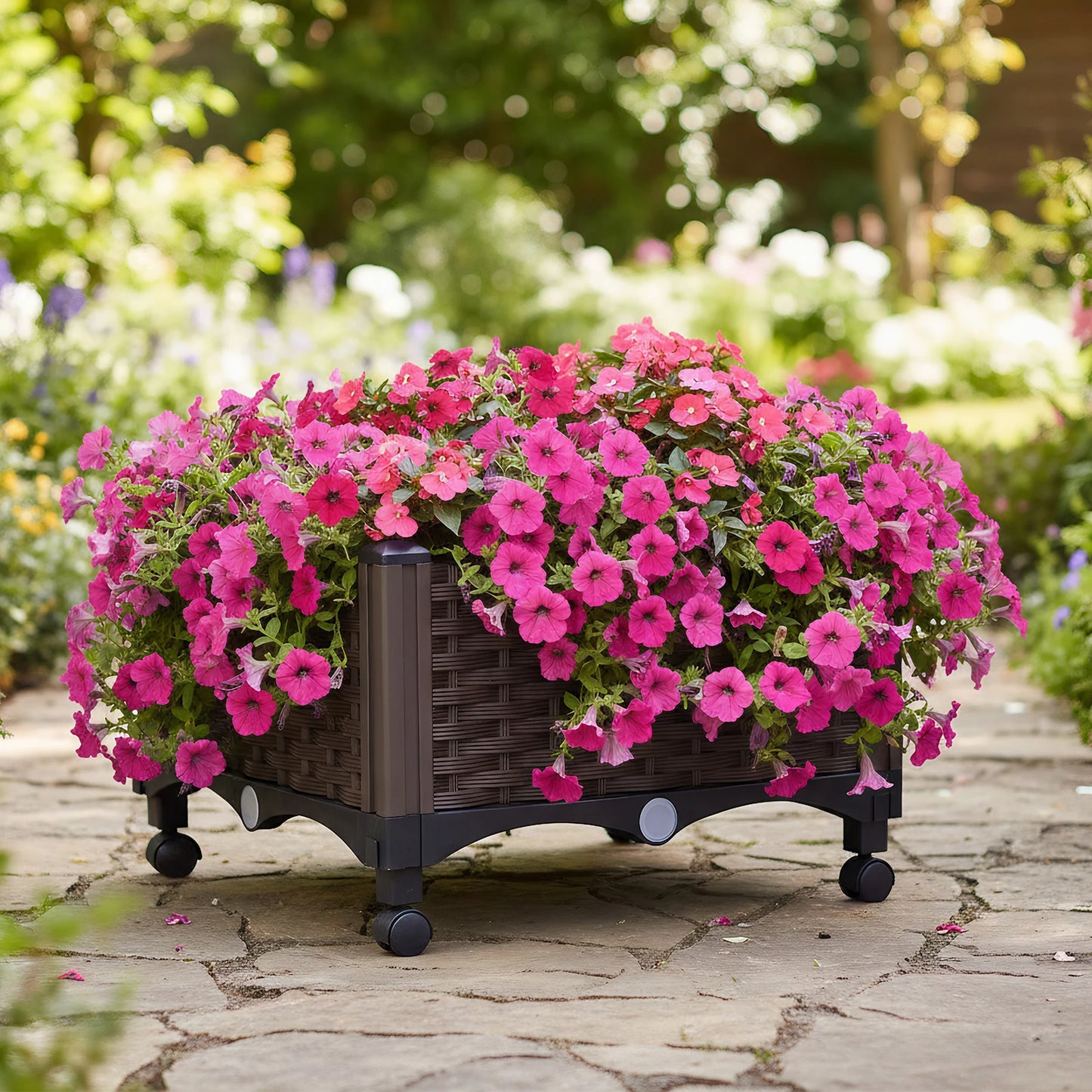 Elevated Garden Box with Drainage Plug Outdoor Raised Garden Bed for Vegetables or Flowers