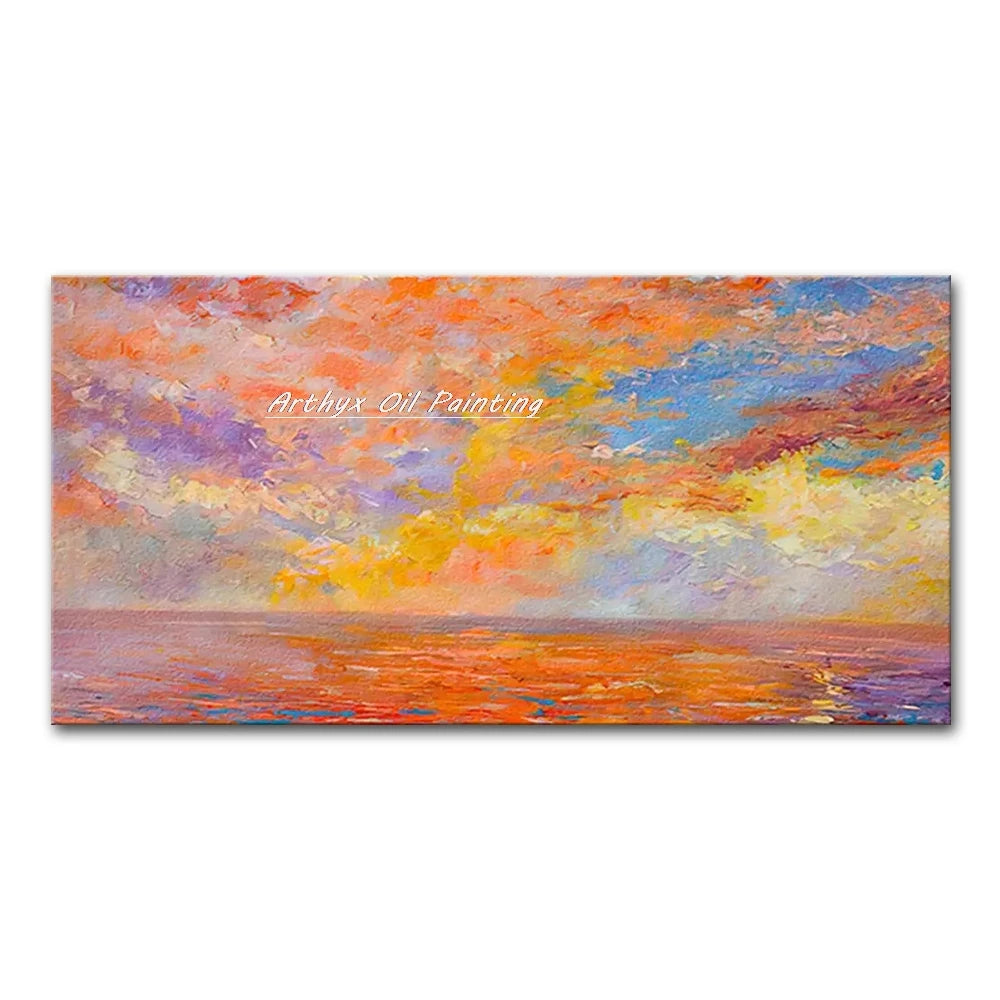 Hand-Painted Abstract Seascape Oil Paintings On Canvas, Modern Texture Art Poster, Large Wall Picture, Home Decor