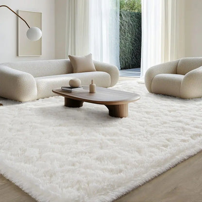 Fluffy Rugs for Living Room 5x8 Cream White, Washable Large Area Rugs