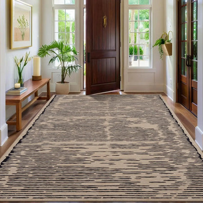 Rugs for Living Room Washable Modern Stripe Carpet Non Slip Soft Rug, Low Pile Area Rug