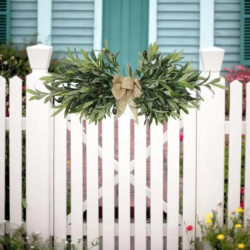 Artificial Olive Wreaths Garlands for Front Door with Olive Leaves All Season Greenery