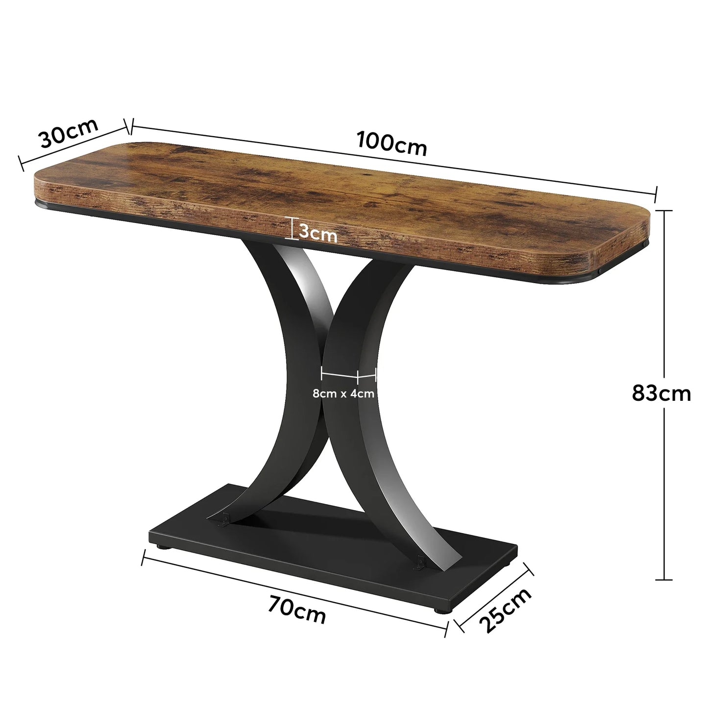 Console Table, 40 inch Narrow with Geometric Base, Rustic Hallway Accent