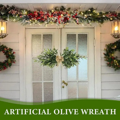 Artificial Olive Wreaths Garlands for Front Door with Olive Leaves All Season Greenery