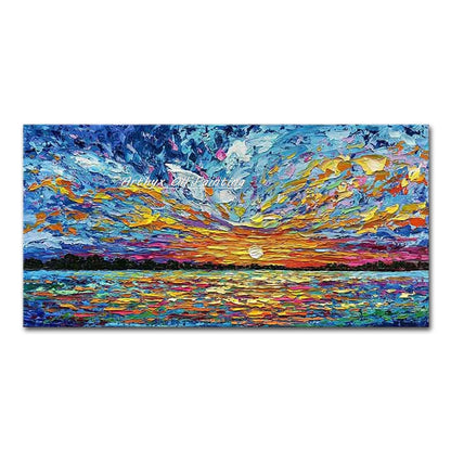 Hand-Painted Abstract Seascape Oil Paintings On Canvas, Modern Texture Art Poster, Large Wall Picture, Home Decor